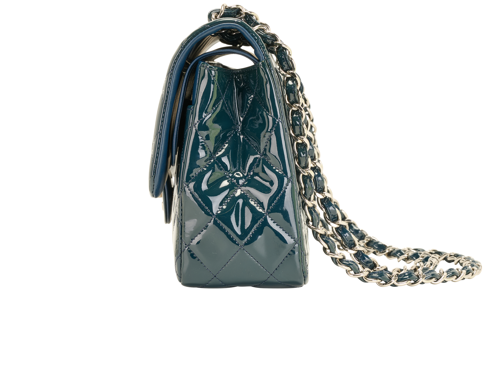 Classic Jumbo Double Flap, &pound;3,900, Handbags, Blue, Patent Leather, Bottom view